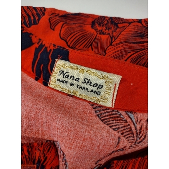Nana Shop red and black floral 3/4 sleeve button front shirt - Picture 8 of 12